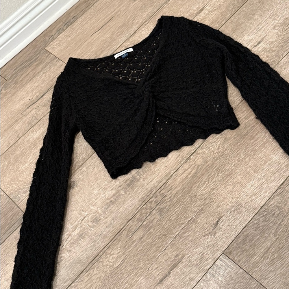 American Eagle Black Lace Knit Top